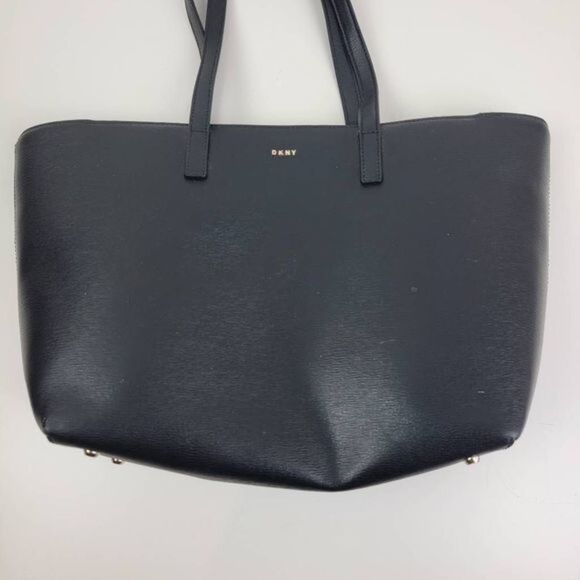 DKNY Women's Black Leather Double Handle Strap Purse Tote Handbag Size Medium - Picture 4 of 11